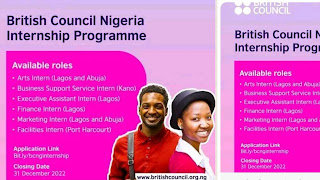 Apply for British Council Intenship Programme Earn over N100,000 Monthly Stipend -