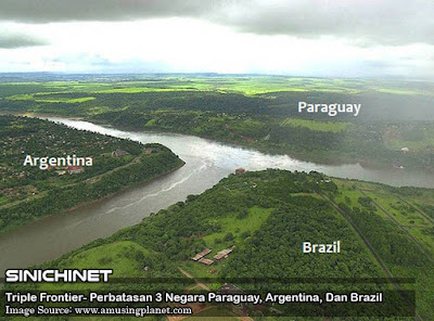 Triple Frontier yakni sebuah persimpangan perbatasan  Triple Frontier- Perbatasan 3 Negara Paraguay, Argentina, Dan Brazil