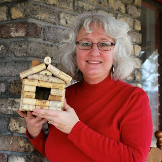 bird house made out of wine corks