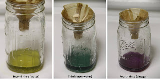 Decreasing pH of eggshell rinses after boiling with lye