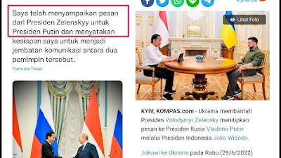 DUH! NGIBUL TINGKAT INTERNASIONAL... Ukraina Bantah Zelensky Titip Pesan ke Jokowi untuk Putin