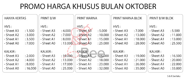 Harga Print Kertas HVS A1 murah  Warna dan Hitam Putih