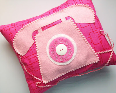 pink telephone pillow