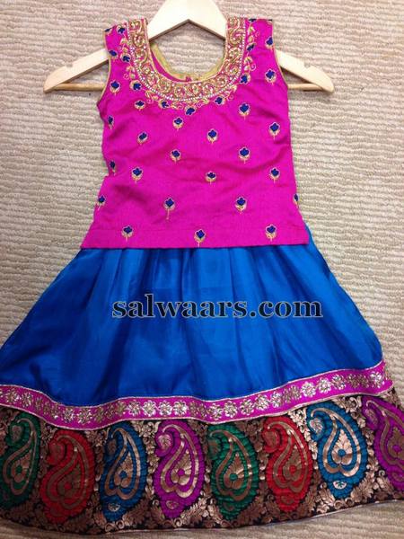 Blue and Pink Silk Lehenga