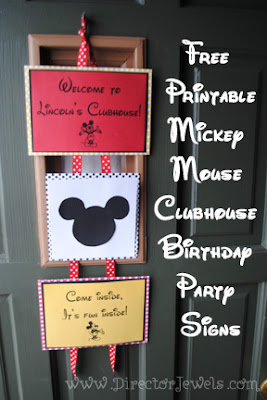 Mickey Mouse Party | Mickey Mouse Clubhouse Birthday Party Decorations | Free Printable Mickey Mouse Party Signs | more Mickey Mouse party ideas at directorjewels.com