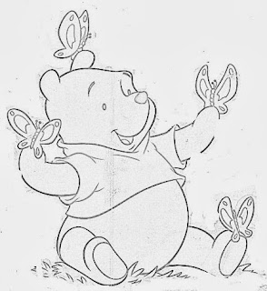 desenho ursinho pooh com borboletas