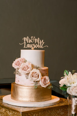 pink and champagne wedding cake