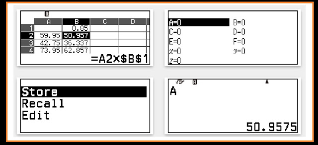 fx-991CW:  storing a value in a variable