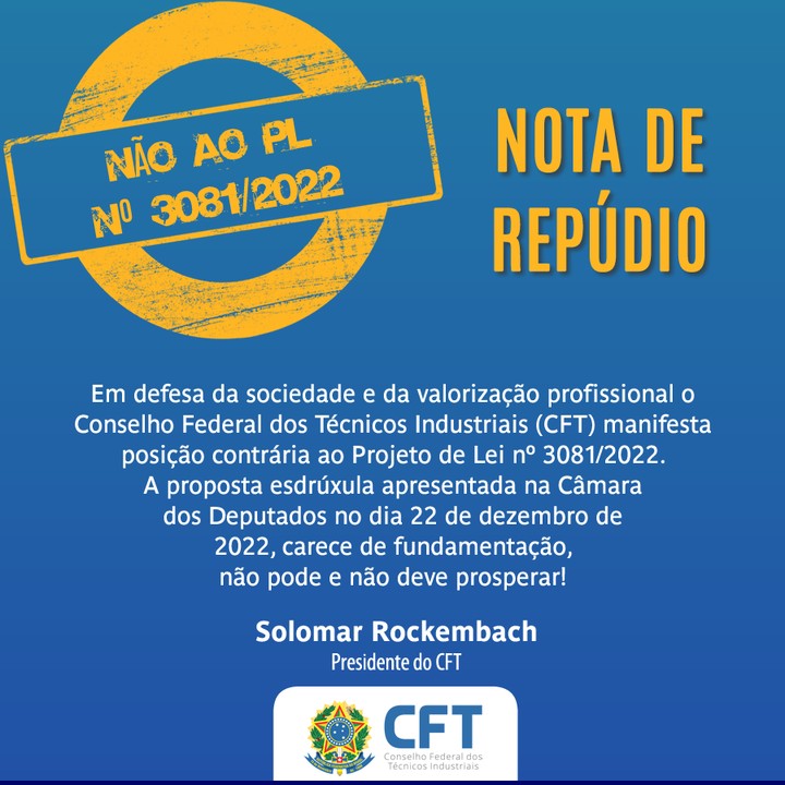 Nota de Repúdio CFT contra PL 3081/22