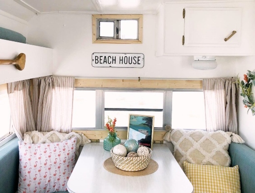 Camper Interior Decor and Design Ideas with a Coastal Theme