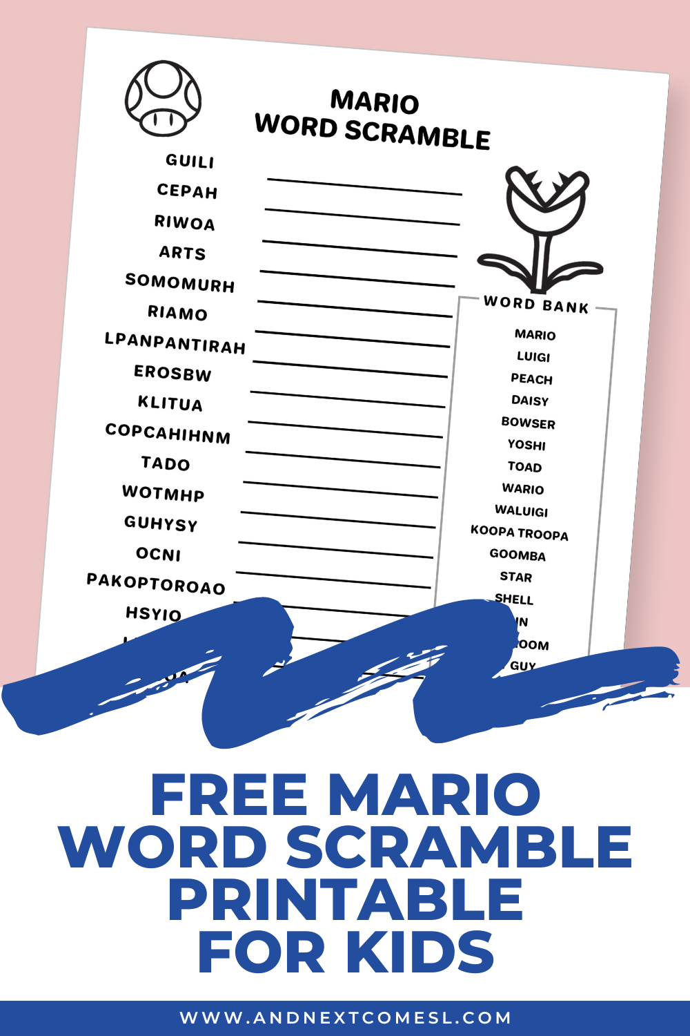 Looking for a quick Mario activity? This free printable Mario world scramble game is perfect for kids of all ages.
