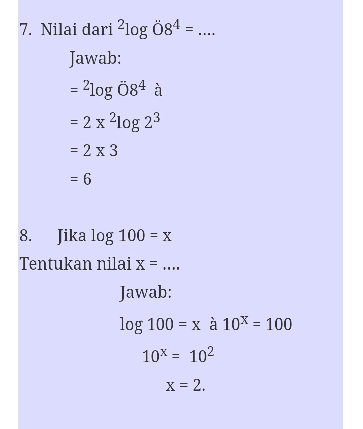 Sifat Contoh Soal Serta Pembahasan Logaritma Matematika Dwi Purwanto