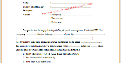Contoh Surat Permohonan Kredit Bank