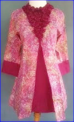 Model baju batik kombinasi polos gamis pesta terbaru 