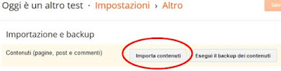 importazione e backup