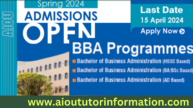 AIOU Admissions Open BBA Programmes Spring 2024