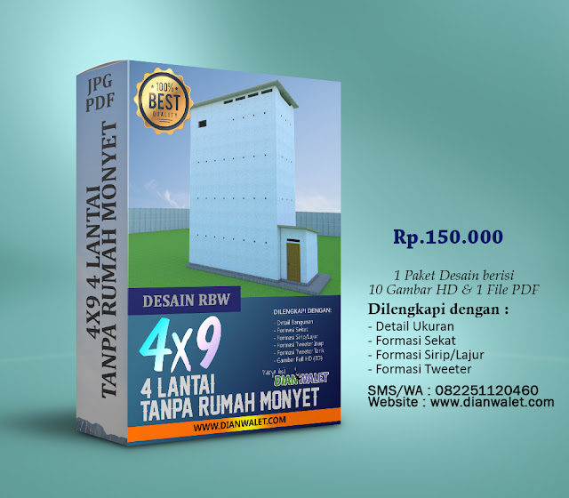 Desain Rumah Burung Walet 4X9 4 Lantai Tanpa Rumah Monyet