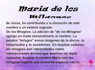 ▷ Significado del nombre Maria de los Milagros