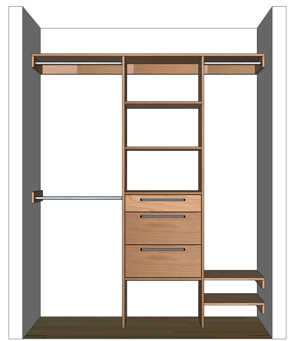 DIY Closet Organizer Plans For 5' to 8' Closet