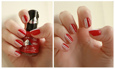 Nail art red and white