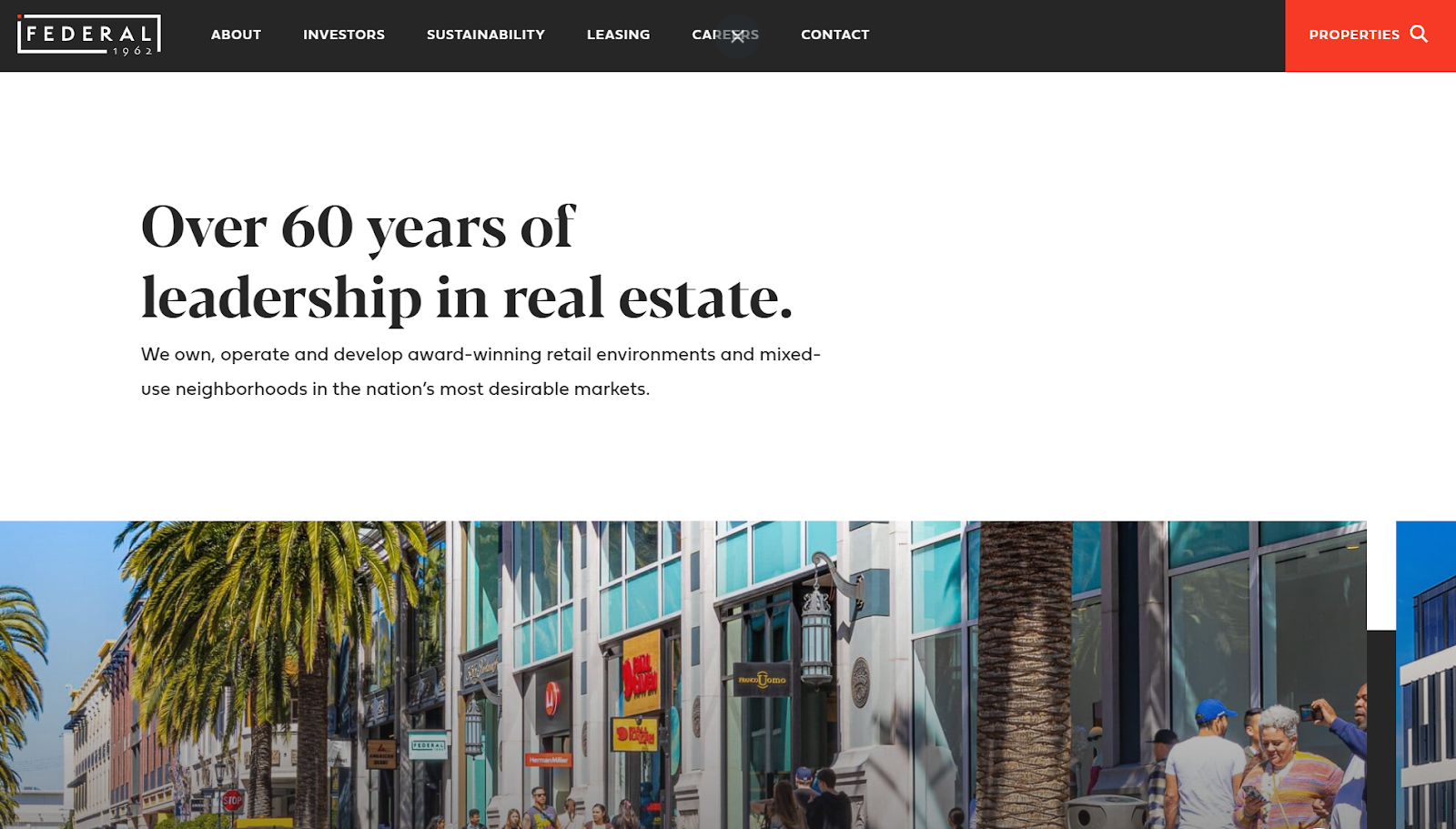 Webpage of An S&P 500 real estate
company founded in 1962.