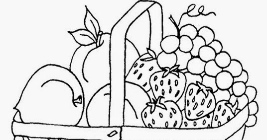 Gambar Mewarnai Buah-buahan Dalam Keranjang Untuk Anak PAUD dan TK