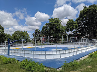 view of the new basketball courts and street hockey rink 2