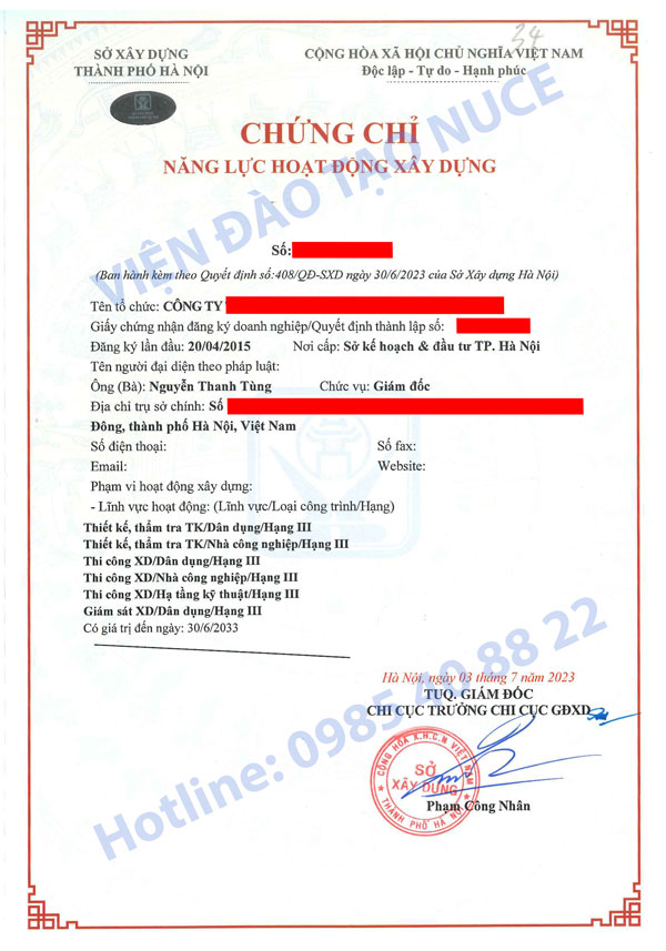 Điều kiện cấp chứng chỉ năng lực XD Hạng 3 (Theo quy định 35/2023)