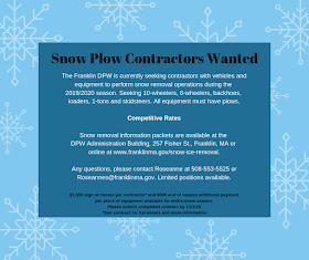 Snow Plow Contractors Wanted for Franklin, MA