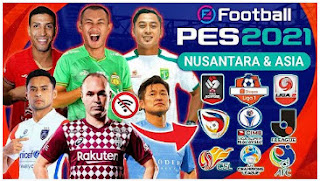 Download eFootball PES Nusantara 2021 PPSSPP HD Edition Piala Menpora & Shopee Liga 1 Indonesia Full Asia