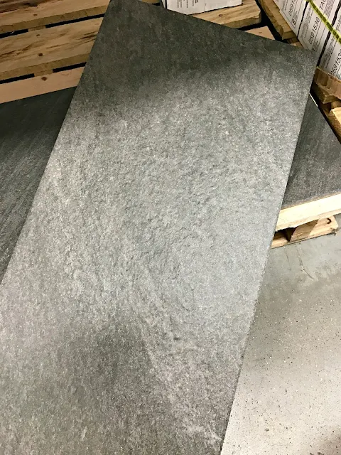 Dark gray stone-looking tile