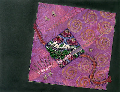 bead embroidery on felt collaged on painted paper by Robin Atkins, bead journal project