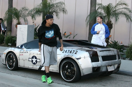 Chris Brown's jet fighter new design graffiti Lamborghini Gallardo