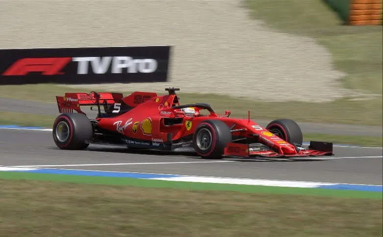 Sebastian Vettel nelle prove libere del gran premio di Germania 2019