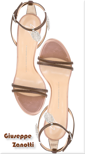 ♦Giuseppe Zanotti sparkling brown ankle charm sandals #giuseppezanotti #shoes #brown #pantone #brilliantluxury