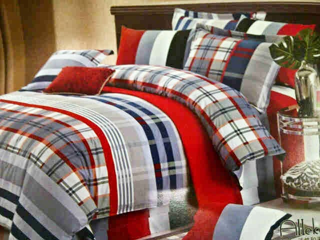 Sprei Jepang Motif Kotak Abu