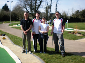 Tony Cook, Richard Gottfried, Emily Gottfried & Chris Harding at Basingstoke Golf Centre's new Minigolf Course