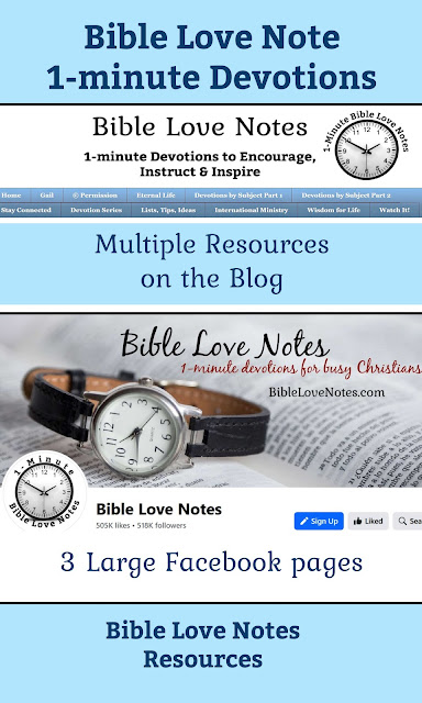Collections of 1-minute devotions, information about the Bible Love Notes author, social media resources, and more!
