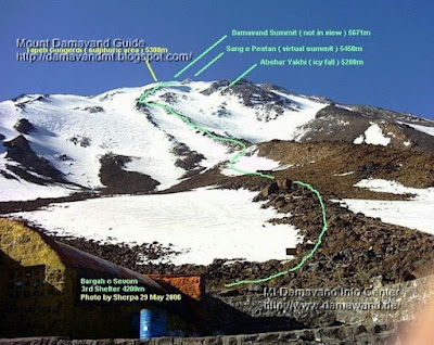 Mount Damavand south route from Camp3 Bargah Sevom to the Summit