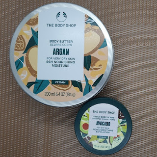 Review: The body shop Body butter Argan en Cream body scrub avocado