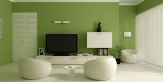 Sala decorada con verde