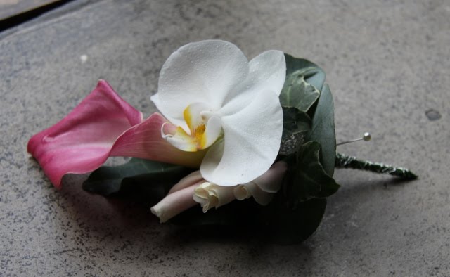 The Groom 39s very special Calla Lily and Phalaenopsis Orchid Boutonniere