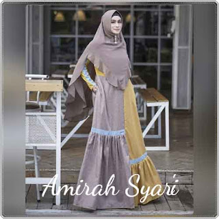 Gamis Polos Amirah Syar'i Bahan Jersey Kombi Katun