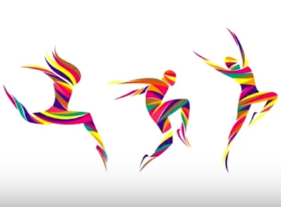 Ilustração abstrata com 3 bailarinos para celebrar o dia mundial da dança