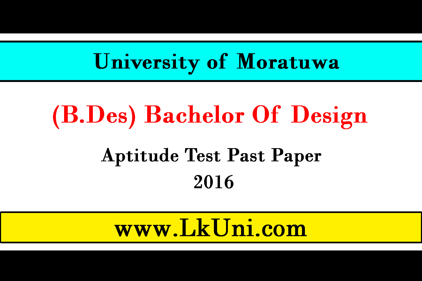  B Des Bachelor Of Design Aptitude Test Past Papers 2016 University Of Moratuwa