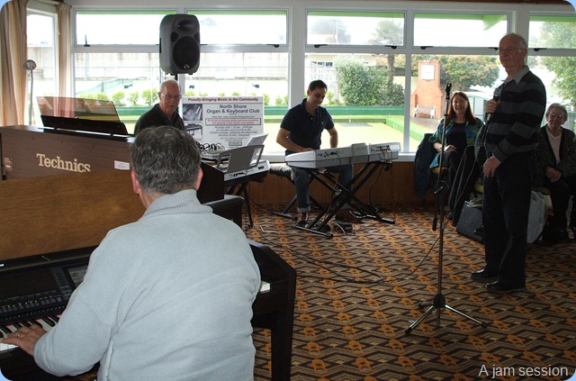 An impromptu jam session with John Bercich on Clavinova, Peter Brophy on Yamaha PSR-910, Kane Steves on Korg Pa1X and Peter Jackson leading the sing-a-long from the lyrics on the big screen.