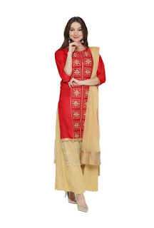 Aujessa Red And Fawn Kurta With Palazzo