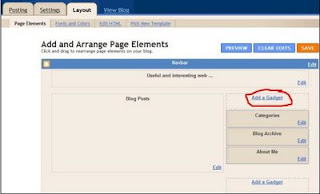 Add a page element on blogger