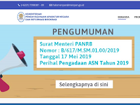 Surat Menpan RB No 617 Perihal Pengadaan ASN Tahun 2019 (CPNS 2019)