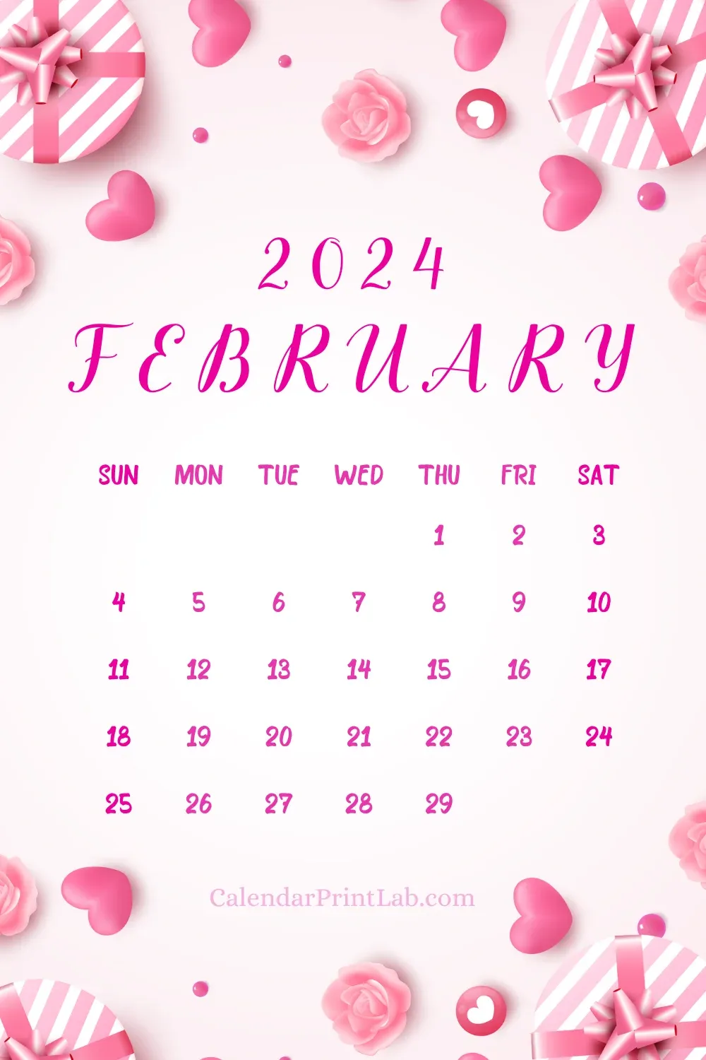 February 2024 Wall Calendar Printable